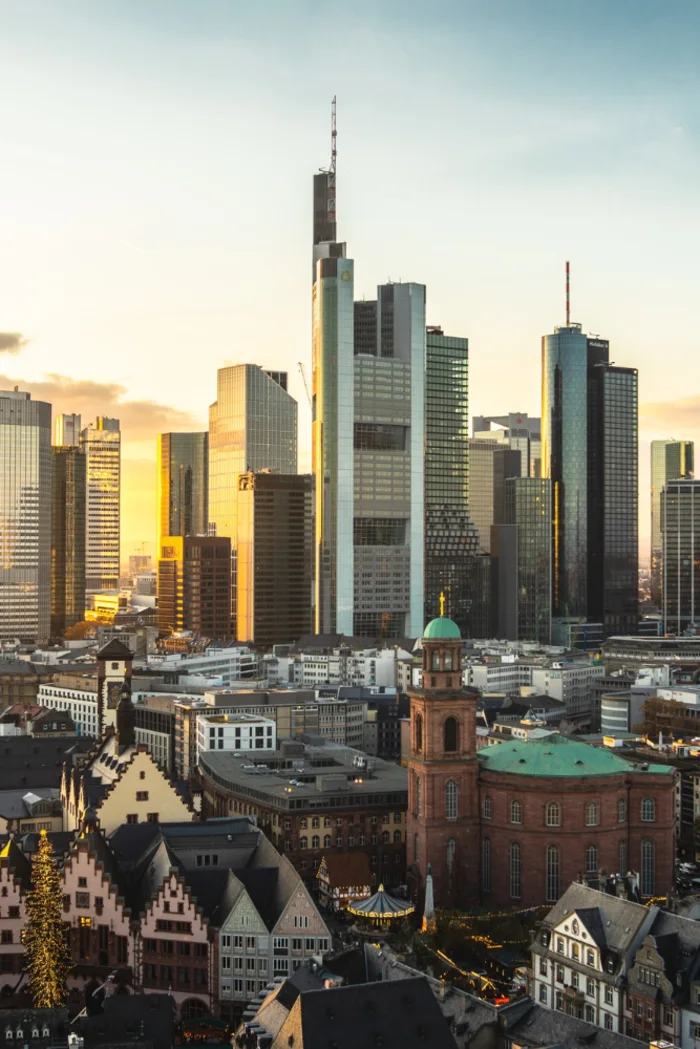 Frankfurt business district skyline - B2B sales in the German market