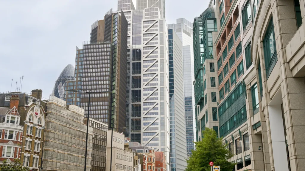 Old and new buildings in the City of London, representing the UK B2B market